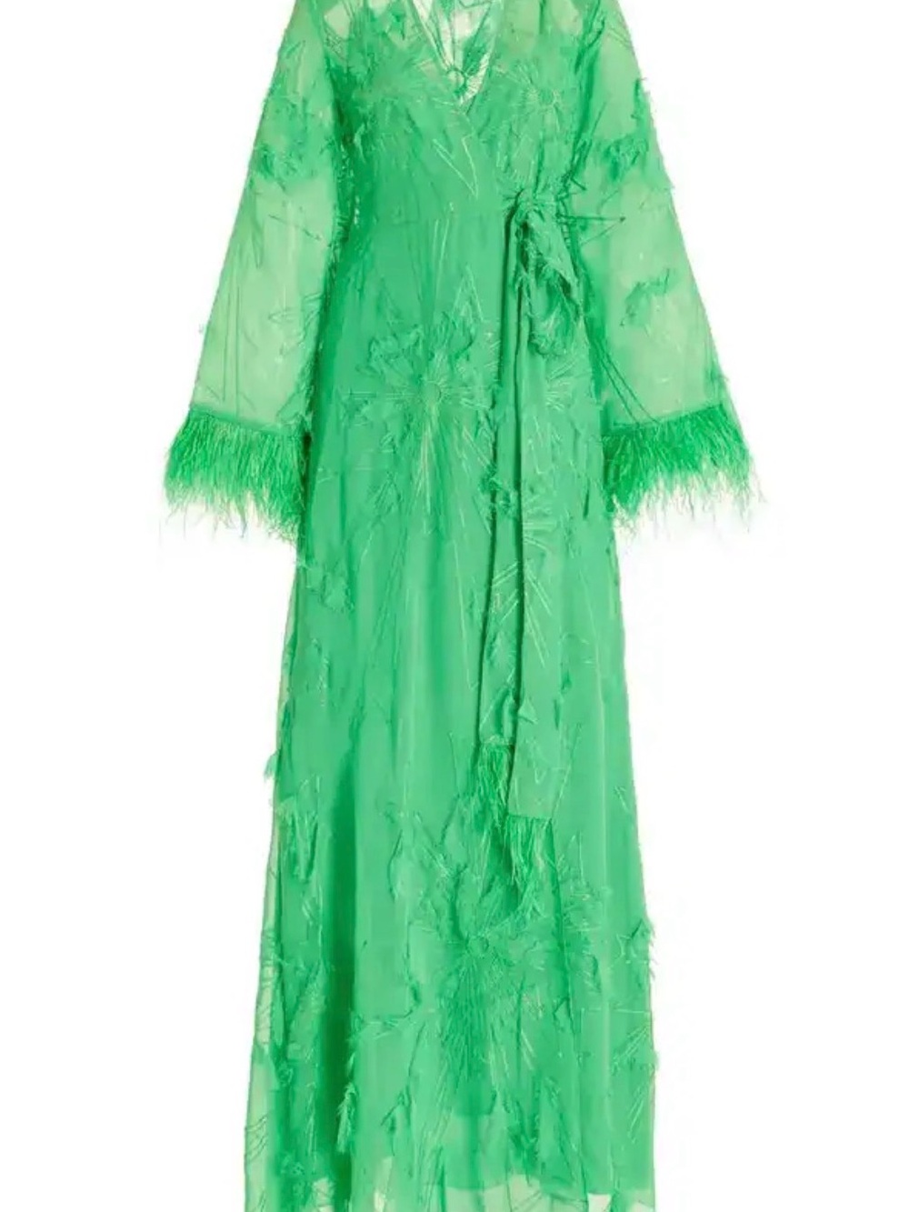 Alexis Kalin feather-trim wrap maxi dress